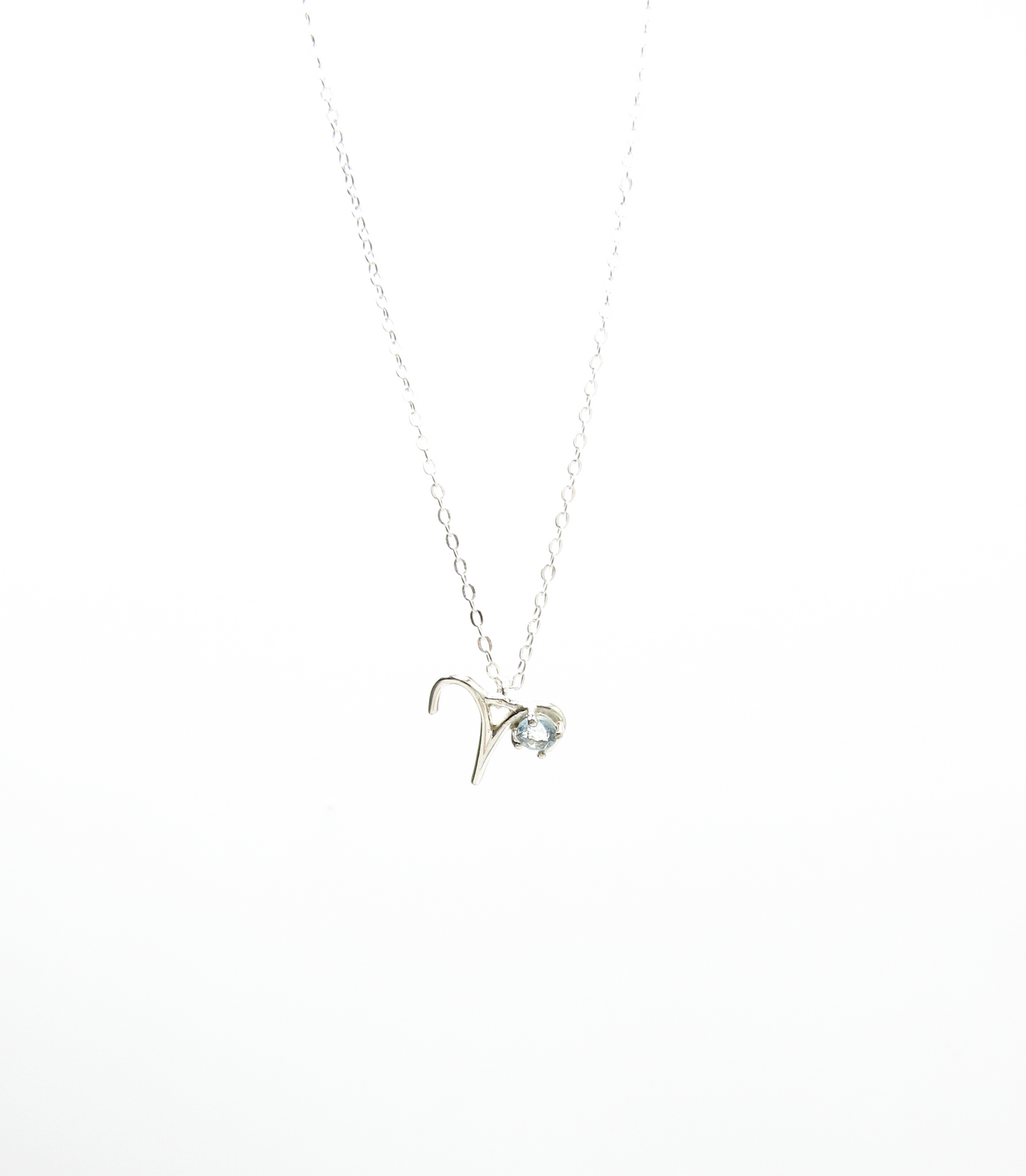 Aries Zodiac Pendant - Aquamarine – Sterling Silver