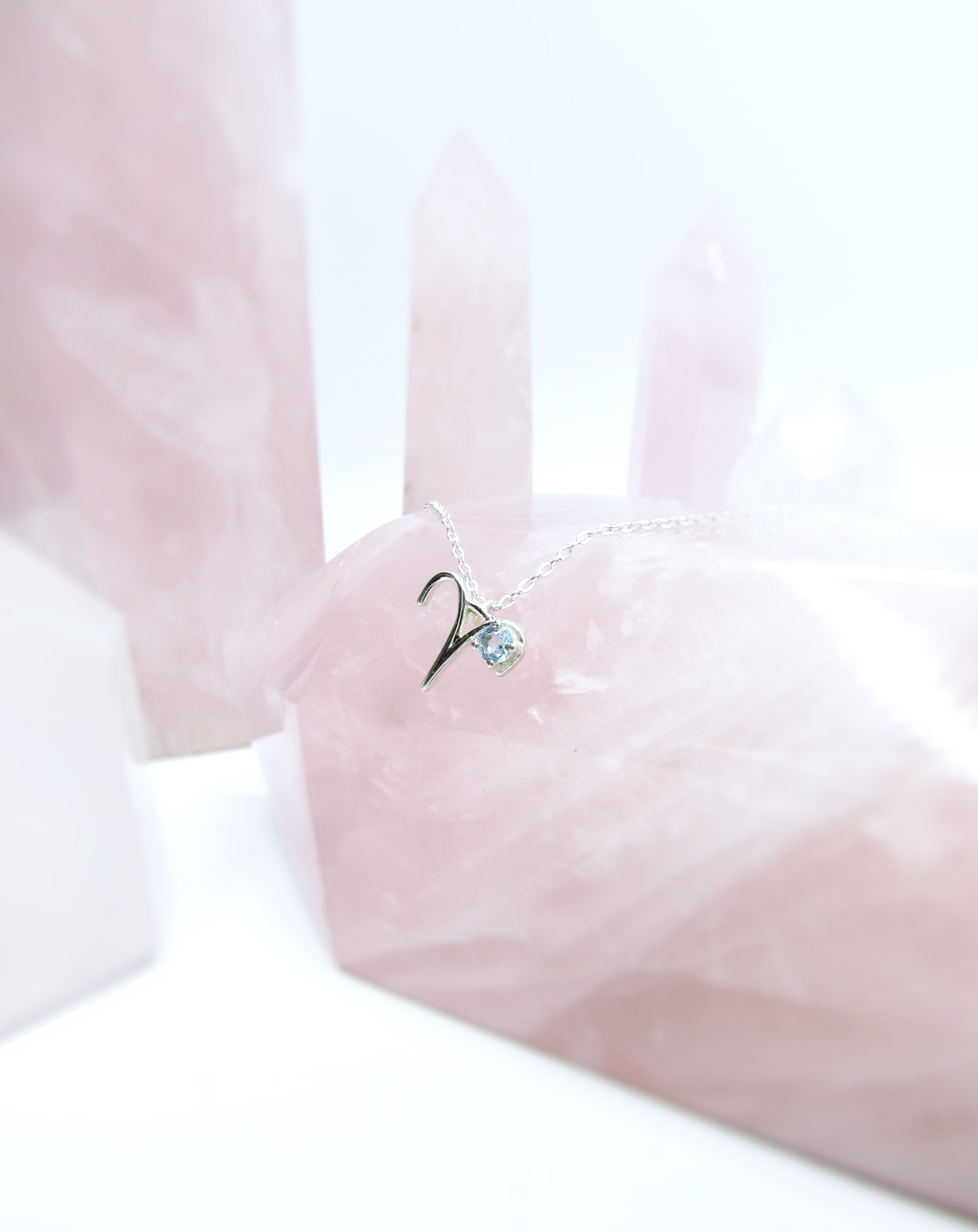 Aries Zodiac Pendant - Aquamarine – Sterling Silver