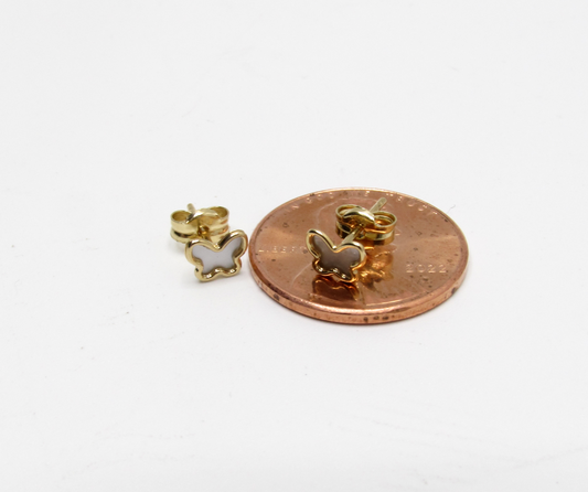 Pearl Butterfly Studs 14K Gold