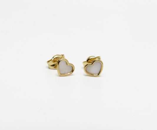 Pearl Heart Studs 14K Gold