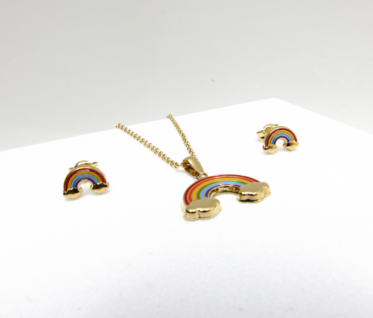 Rainbow Studs 14K Gold