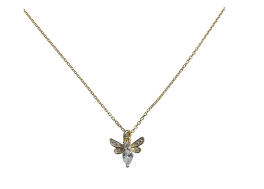 CZ Bee Necklace 14K GP