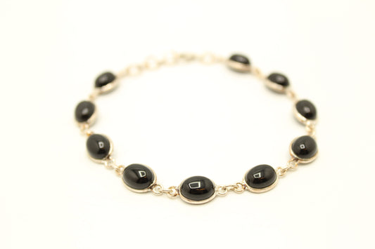 Black Onyx Crystal Links Bracelet .925