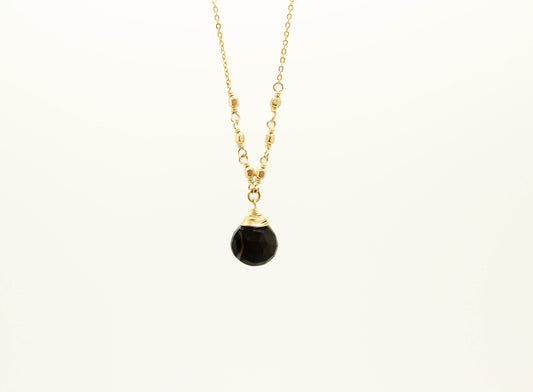 Black Onyx Teardrop Handmade Brazil Necklace 14k GF