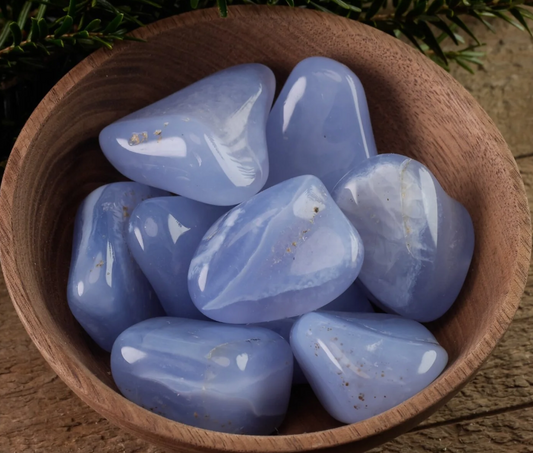 Blue Chalcedony Pocket Stone | Natural Tumbled Crystal