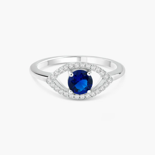 Blue Evil Eye Ring .925