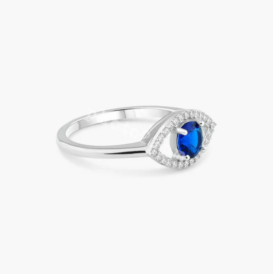 Blue Evil Eye Ring .925