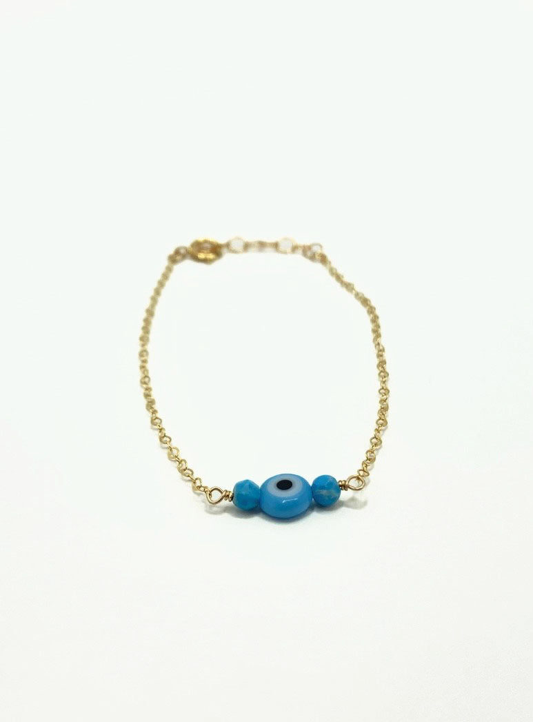 Handmade Evil Eye Turquoise Bracelet 14k Gold Fill