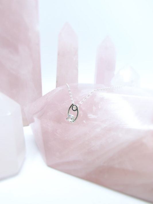 Cancer Zodiac Pendant - Rainbow Moonstone – Sterling Silver