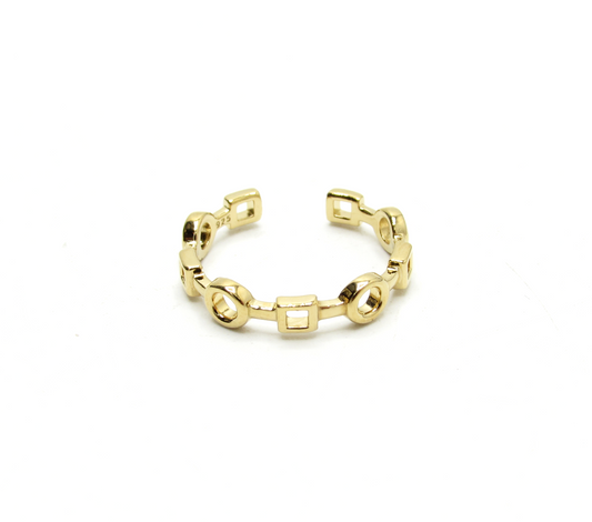 Circles Square Toe Ring 14K GP