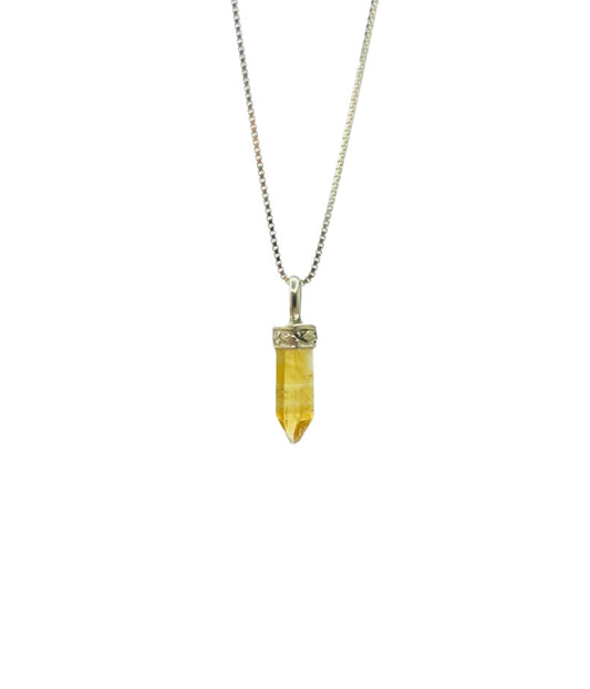 Citrine Ultra Mini Crystal Point Necklaces .925 Adjustable chain