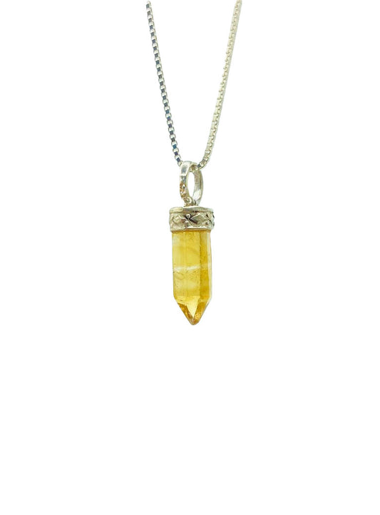 Citrine Ultra Mini Crystal Point Necklaces .925 Adjustable chain