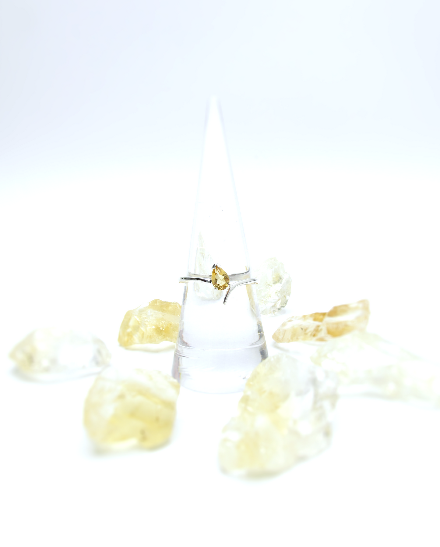 Natural Citrine Pear Sterling Silver Ring .925