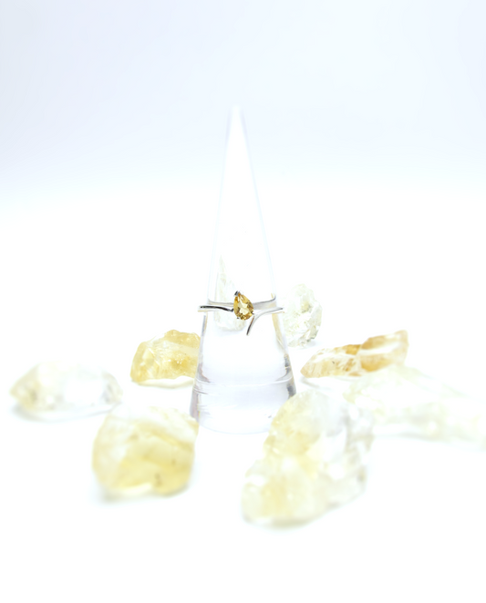 Natural Citrine Pear Sterling Silver Ring .925