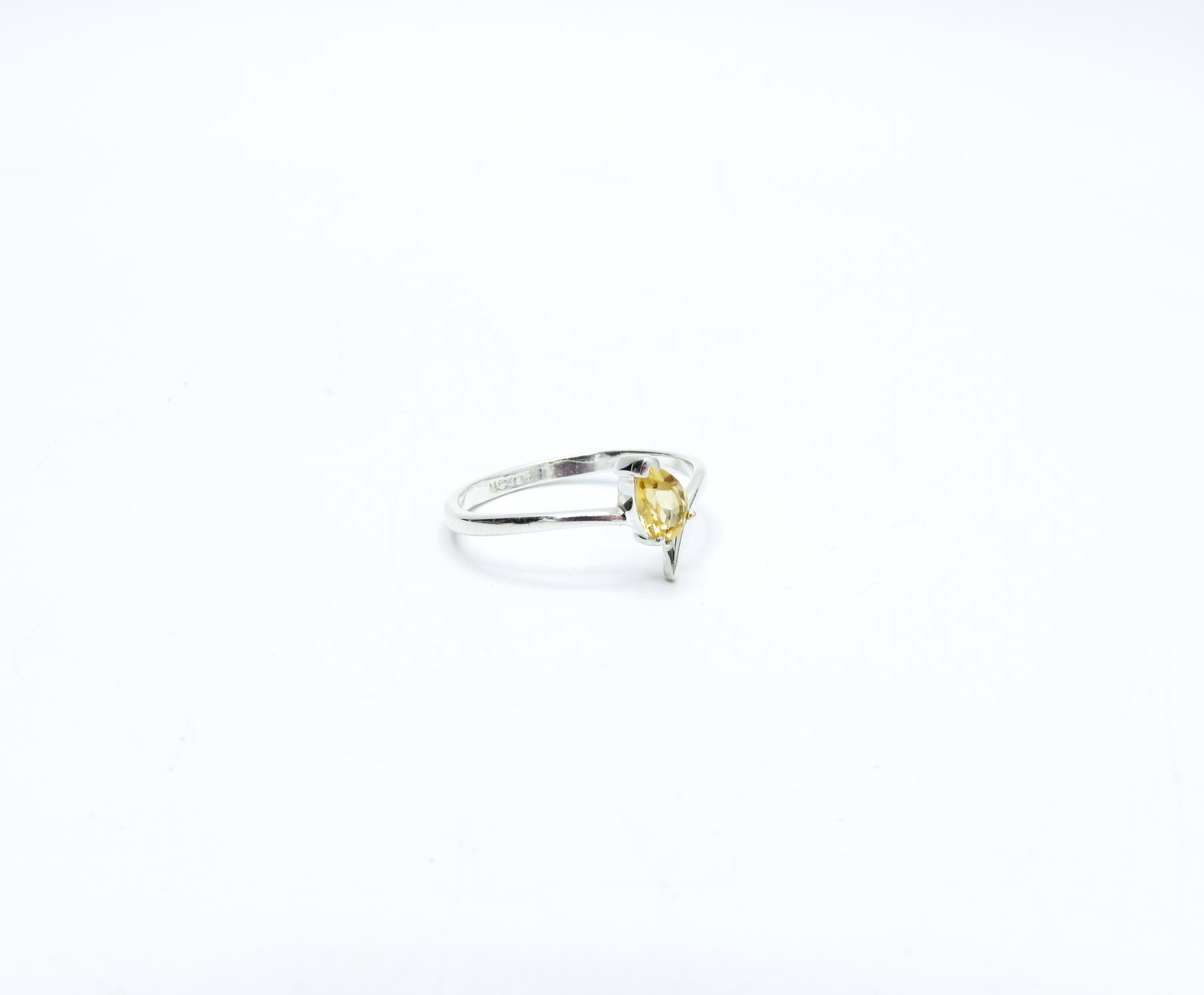 Natural Citrine Pear Sterling Silver Ring .925