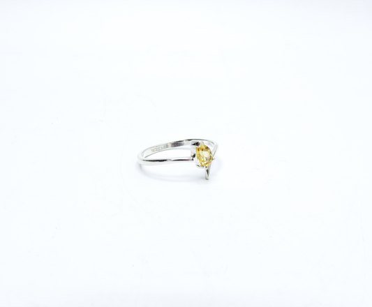 Natural Citrine Pear Sterling Silver Ring .925