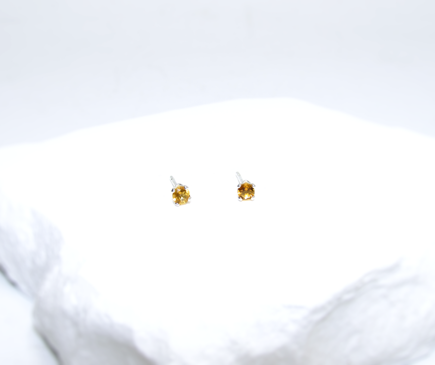 Citrine Birthstone Stud Earrings – Sterling Silver
