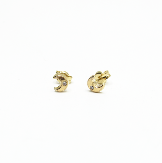 Crescent Moon Stud 14K Gold