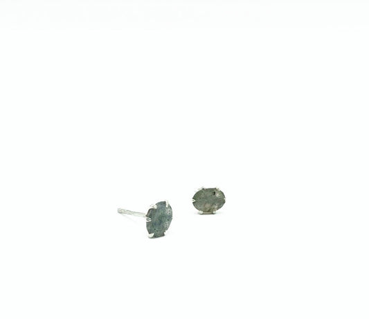 Labradorite Crystal Prong .925 Stud Earrings