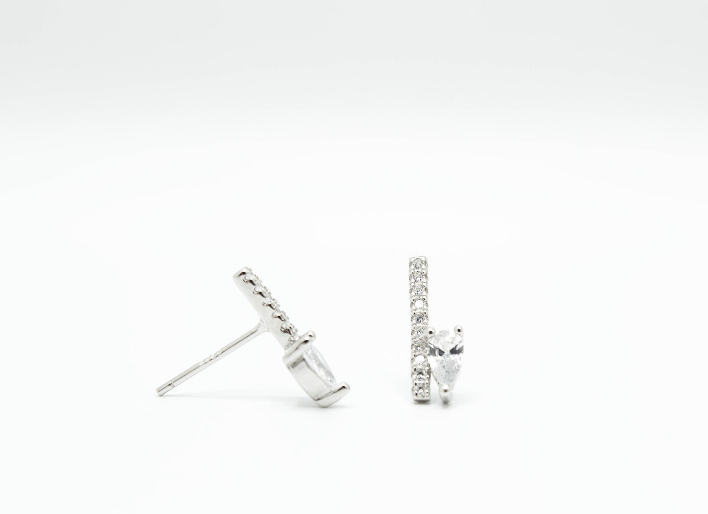 CZ Bar Teardrop Studs