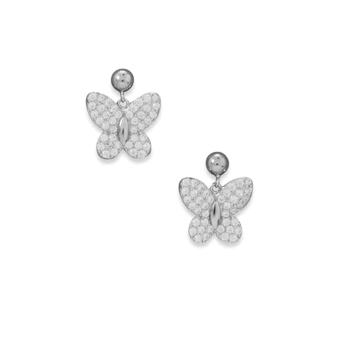 CZ Butterfly Earrings .925
