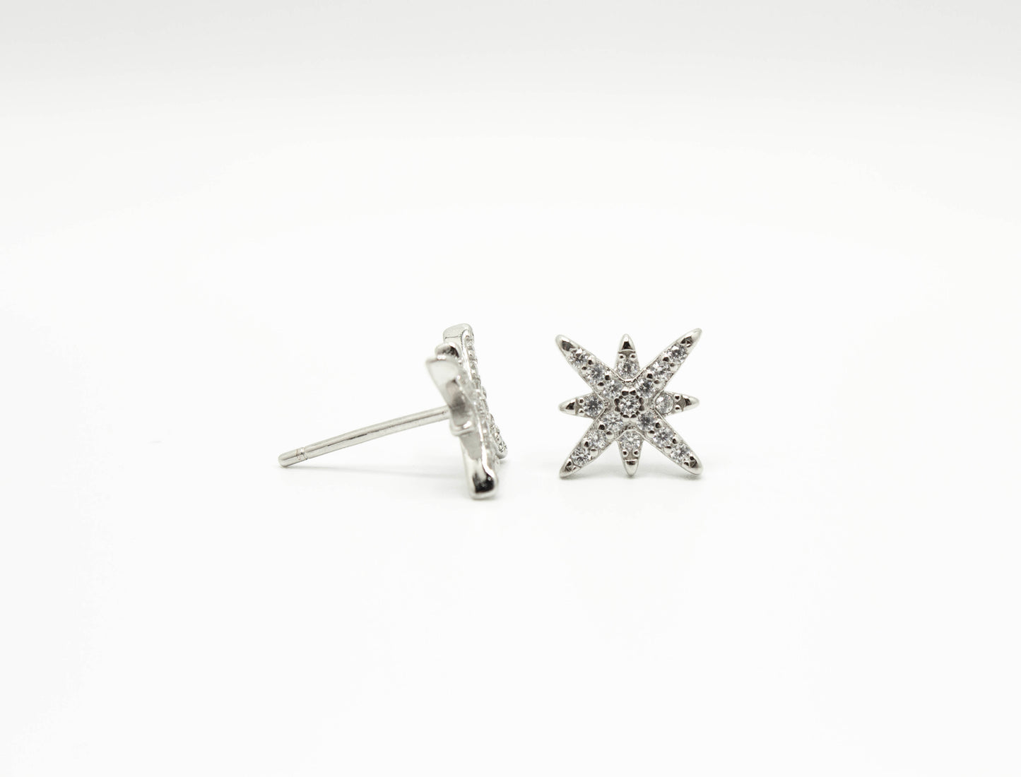 CZ Starburst Studs  .925