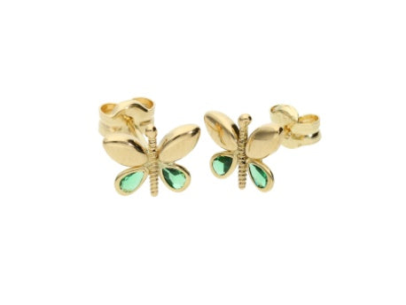 Green Butterfly Stud 14K Gold