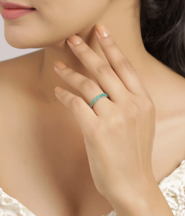 Emerald Semi Band .925 - 10
