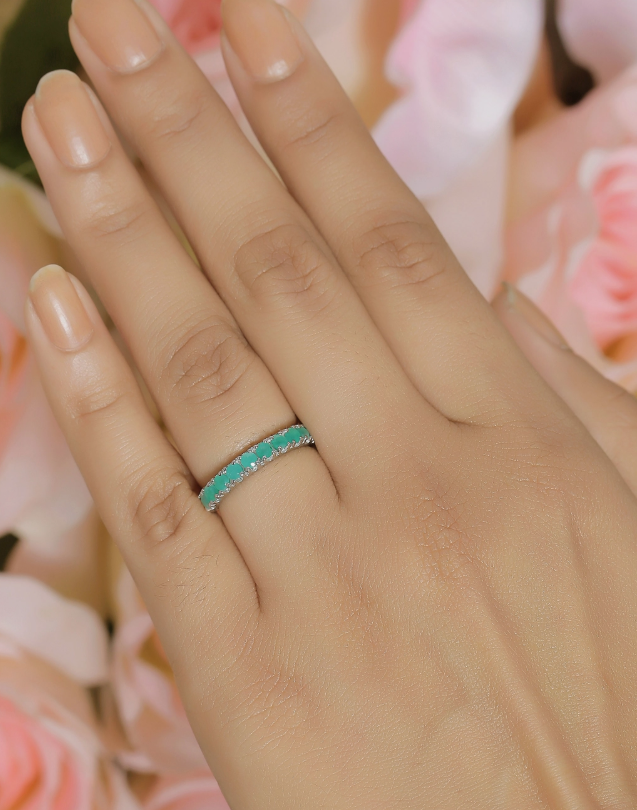 Emerald Semi Band .925 - 10