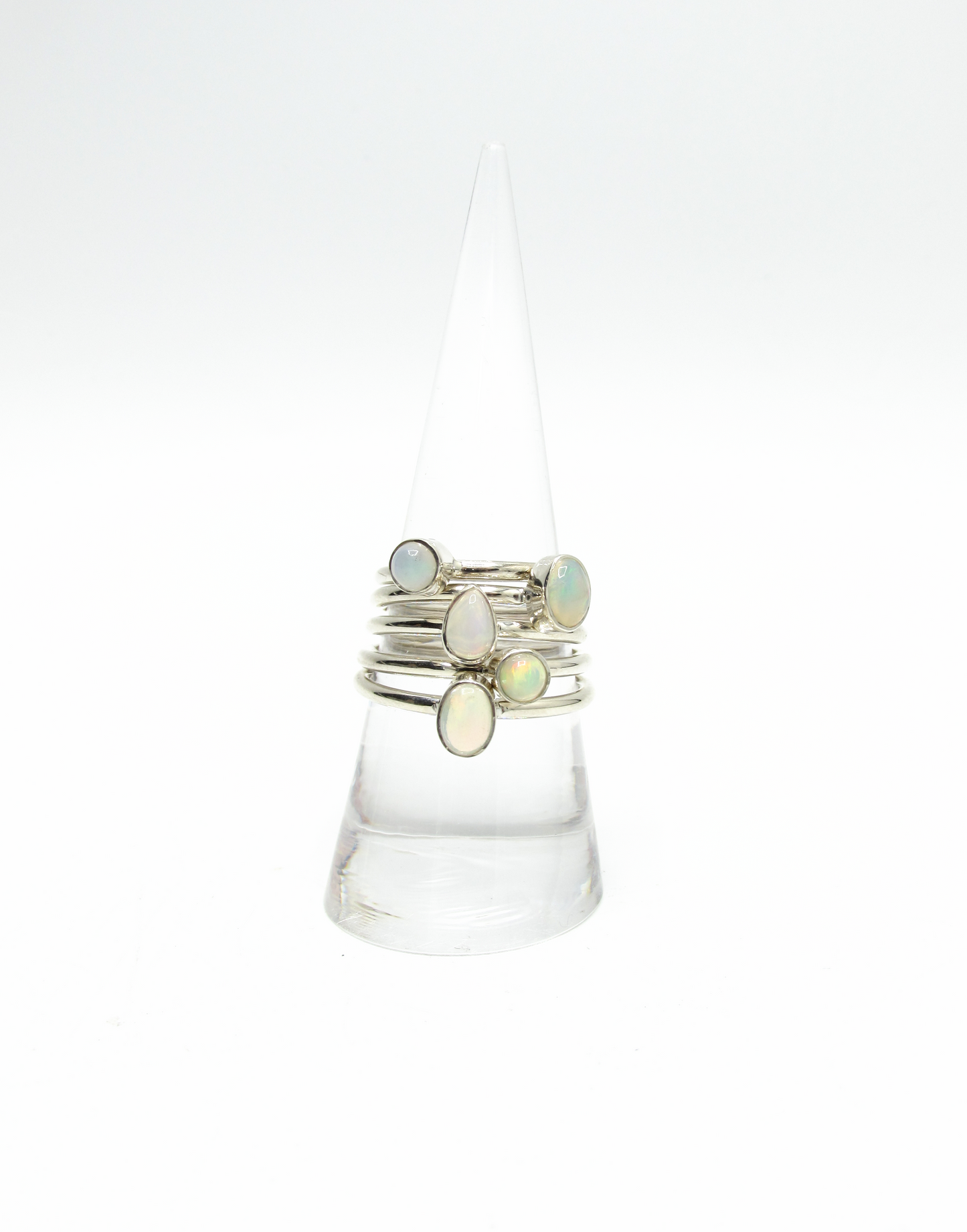 Ethiopian Opal Round Stacking Ring – Sterling Silver