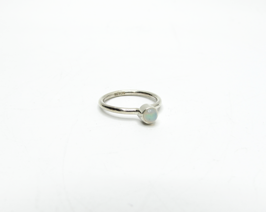 Ethiopian Opal Round Stacking Ring – Sterling Silver