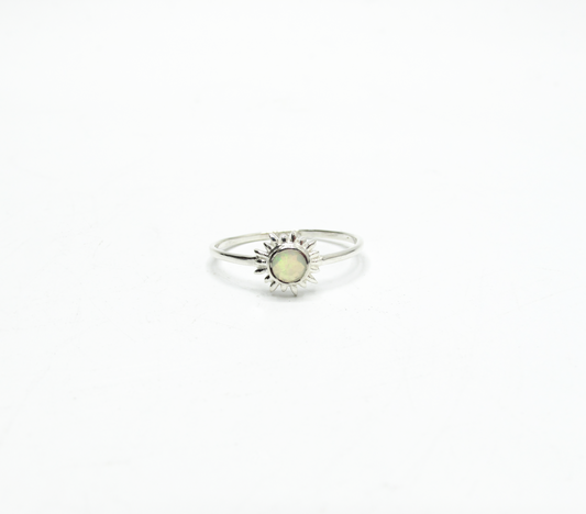 Ethiopian Opal Sunflower Ring – Sterling Silver
