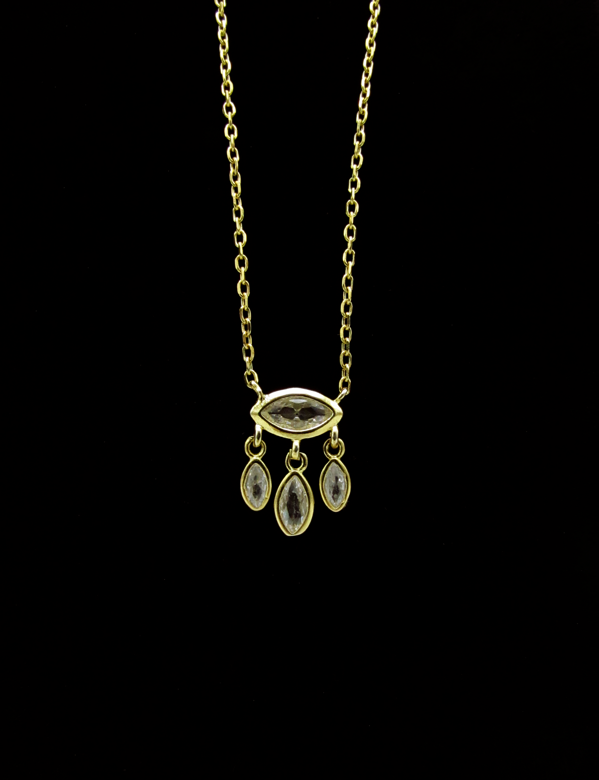 White Topaz Evil Eye Catcher Necklace | 18K GP SS
