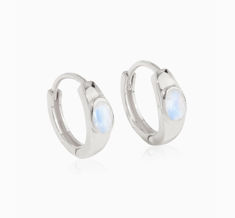 Oval Moonstone Hoops .925