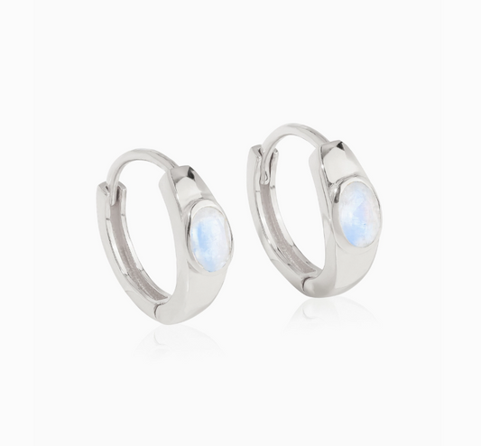 Oval Moonstone Hoops .925