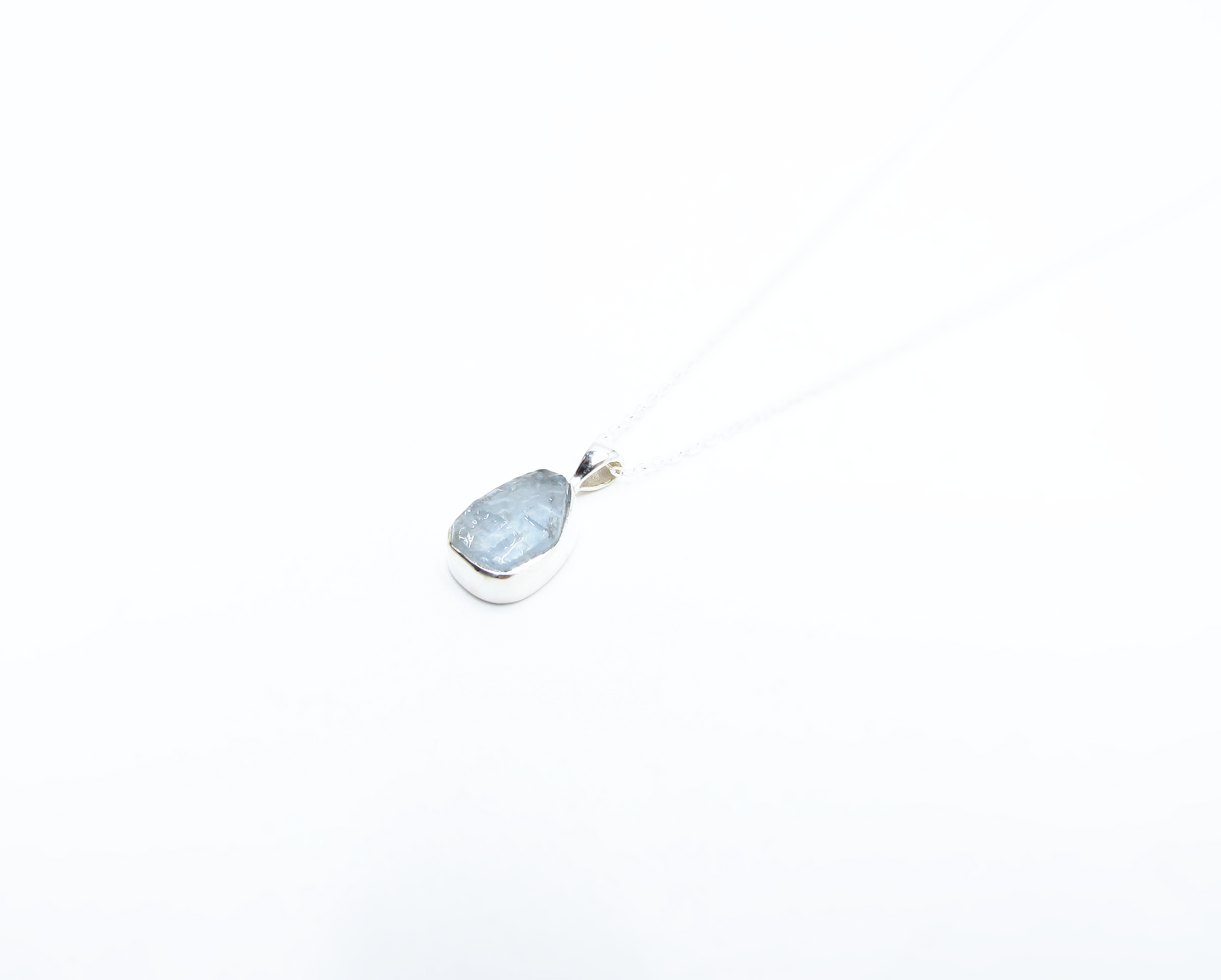 Raw Fluorite Pendant – Baby Blue – Sterling Silver .925