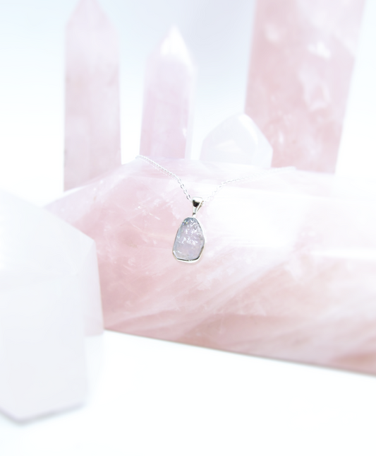 Raw Fluorite Pendant – Baby Blue – Sterling Silver .925