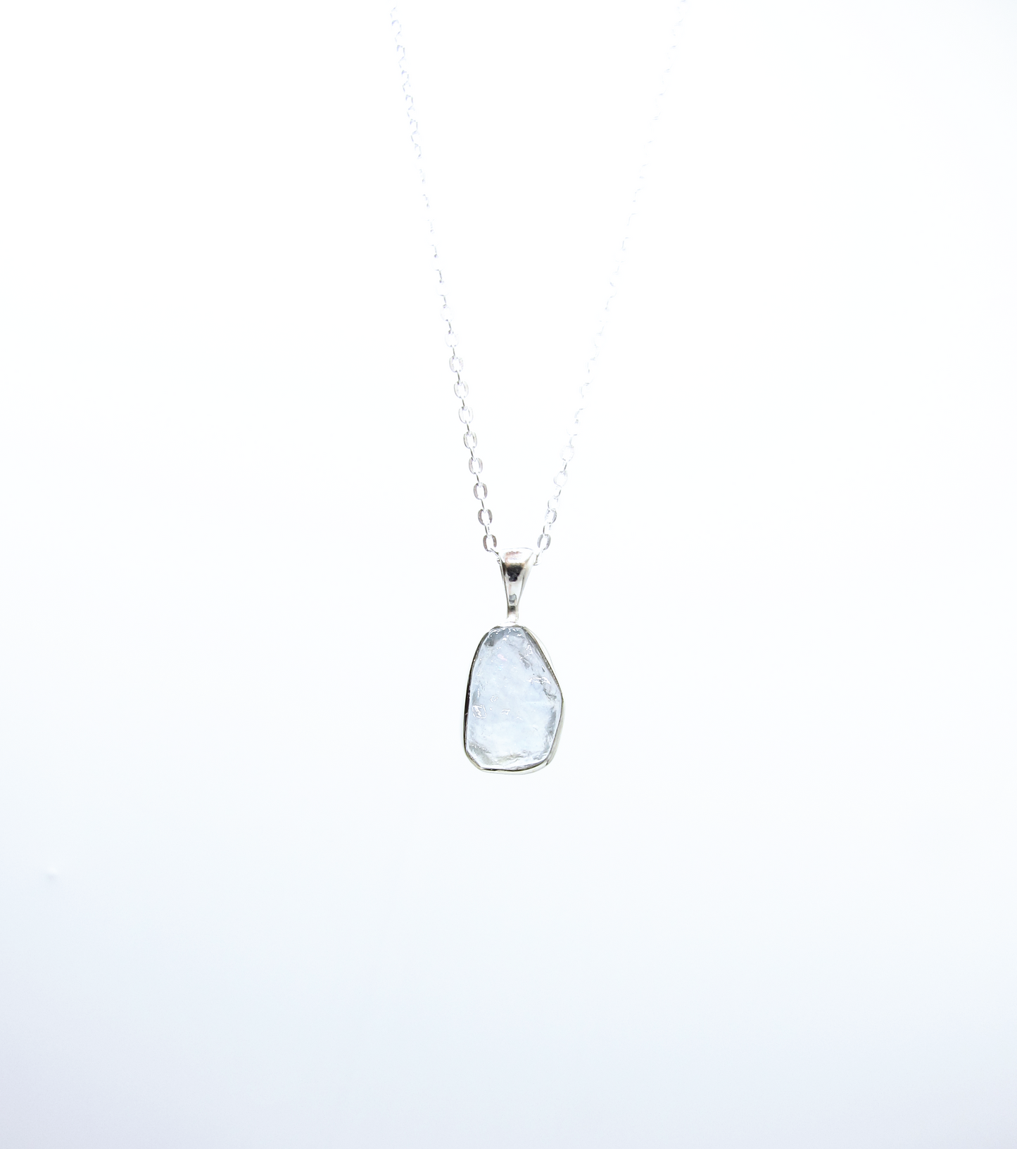 Raw Fluorite Pendant – Baby Blue – Sterling Silver .925