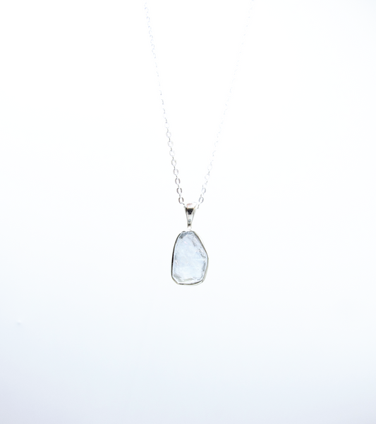 Raw Fluorite Pendant – Baby Blue – Sterling Silver .925