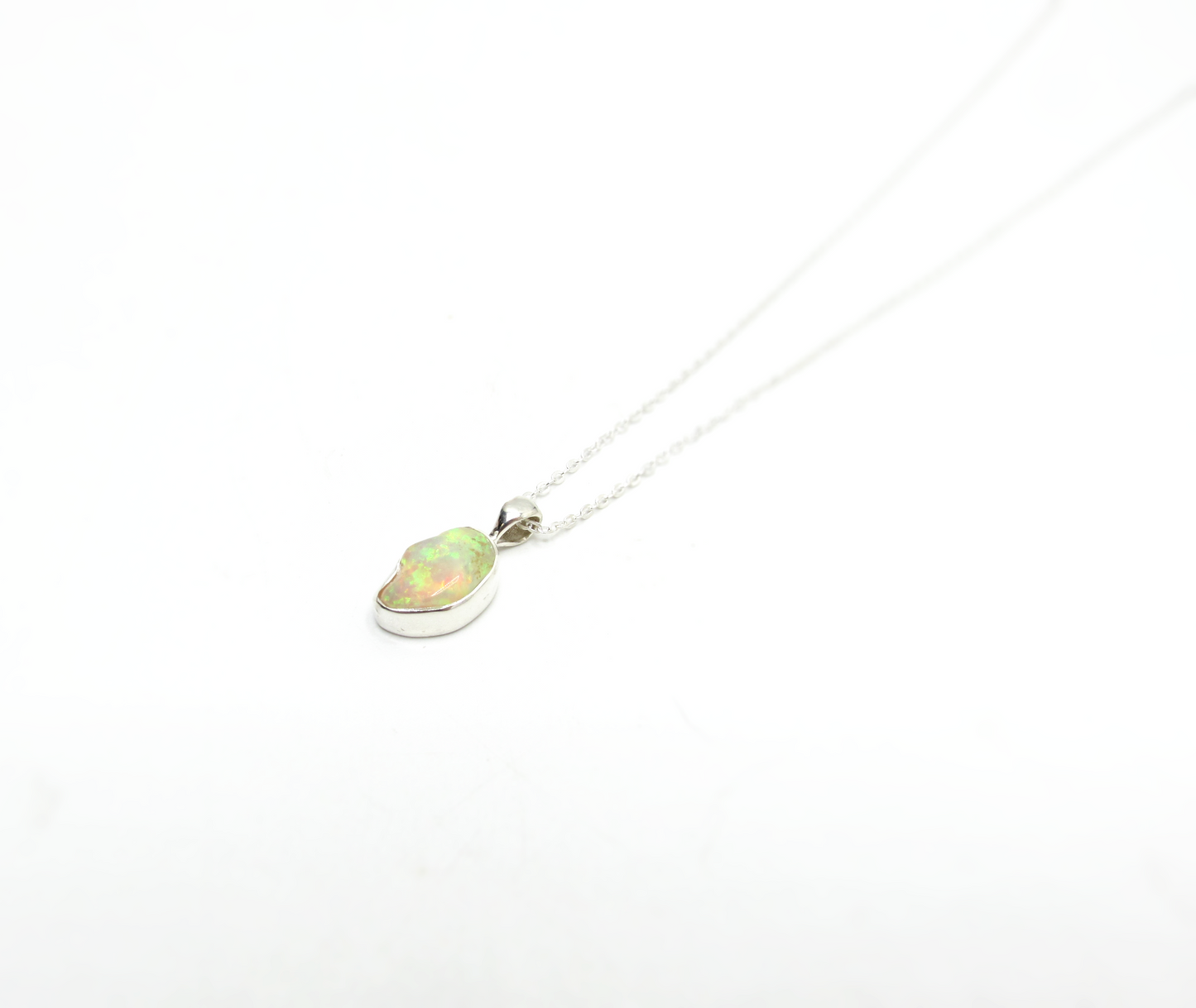 Raw Ethiopian Opal Freeform Pendant – Sterling Silver