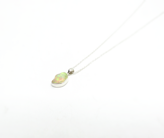 Raw Ethiopian Opal Freeform Pendant – Sterling Silver