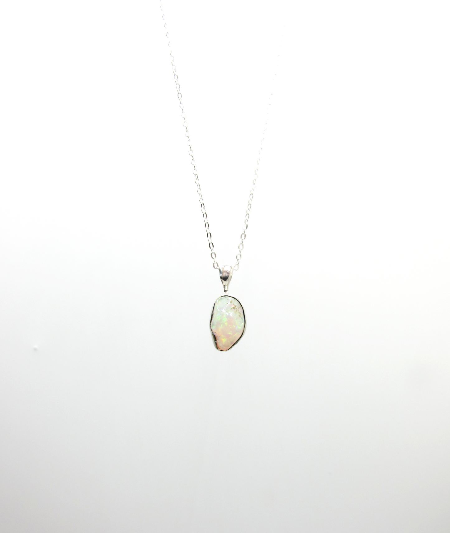 Raw Ethiopian Opal Freeform Pendant – Sterling Silver