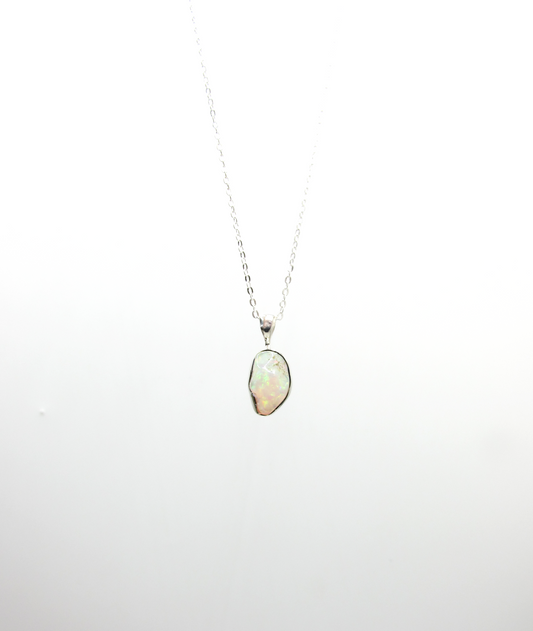 Raw Ethiopian Opal Freeform Pendant – Sterling Silver