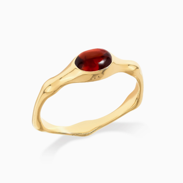 Garnet Bamboo Ring 14K GP