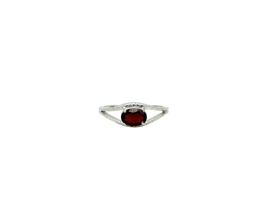 Braided Garnet Evil Eye Ring | Sterling Silver