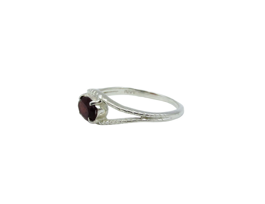 Braided Garnet Evil Eye Ring | Sterling Silver