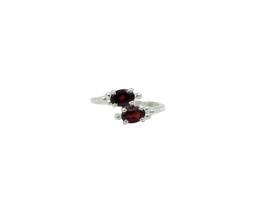 Double Garnet Braided Ring - 7 | Sterling Silver