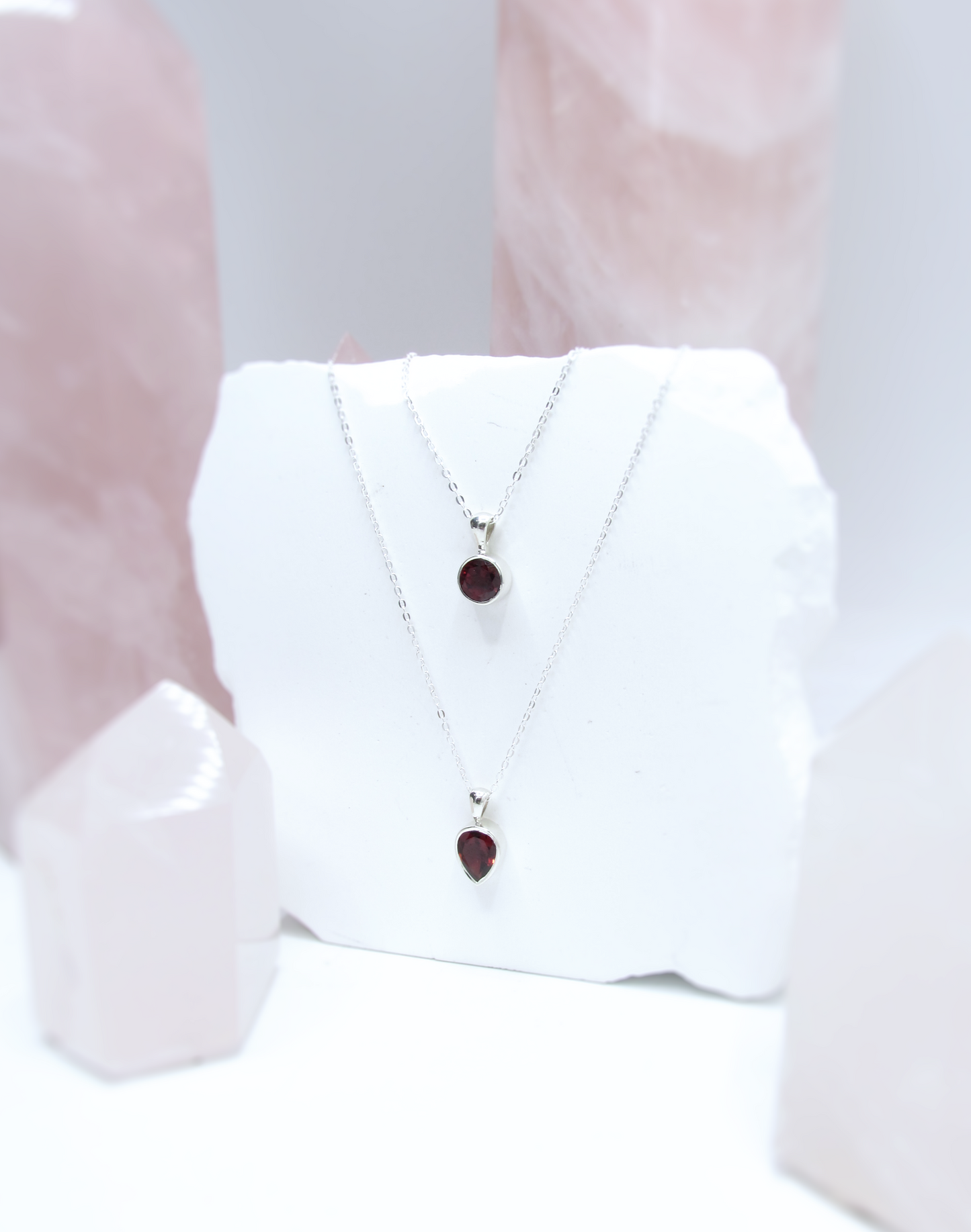 Garnet Pendant – Sterling Silver .925