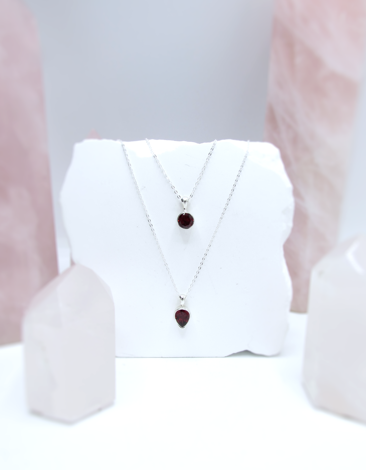 Garnet Pendant – Sterling Silver .925