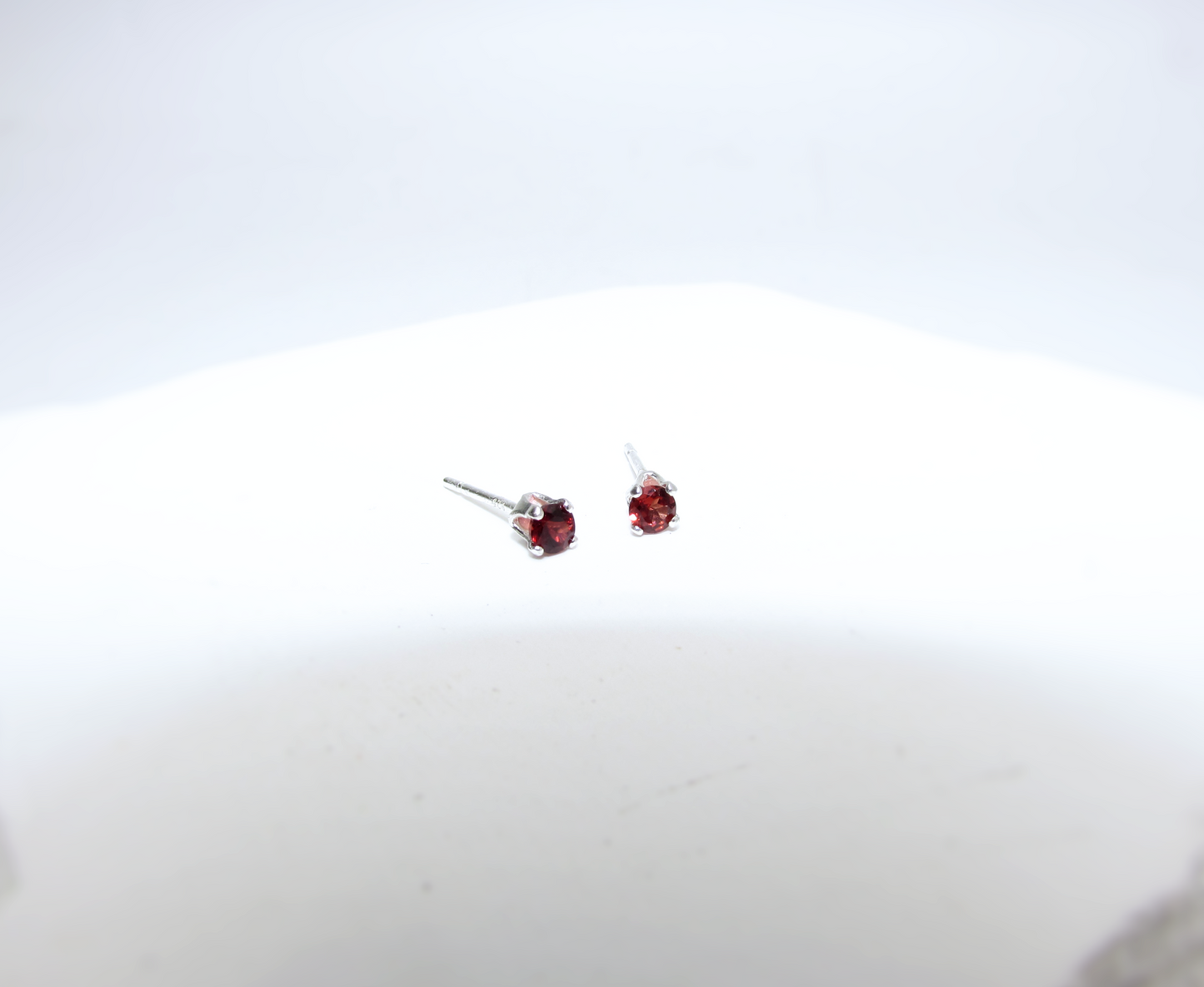 Garnet Birthstone Stud Earrings – Sterling Silver